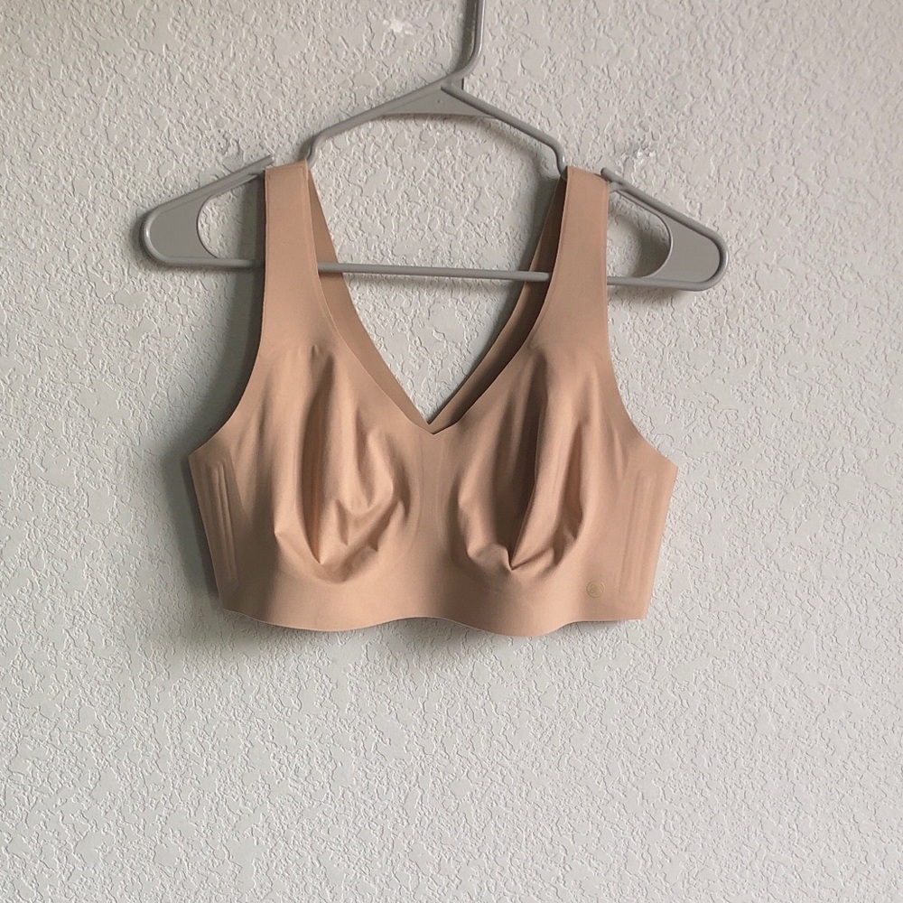 Honeylove V Neck Wireless Bra Bralette Tan Large 38 B/C